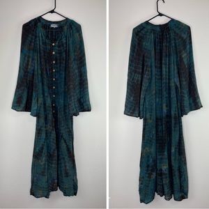Kantha Bae Silk Woodstock Duster Dress in Green One Size
